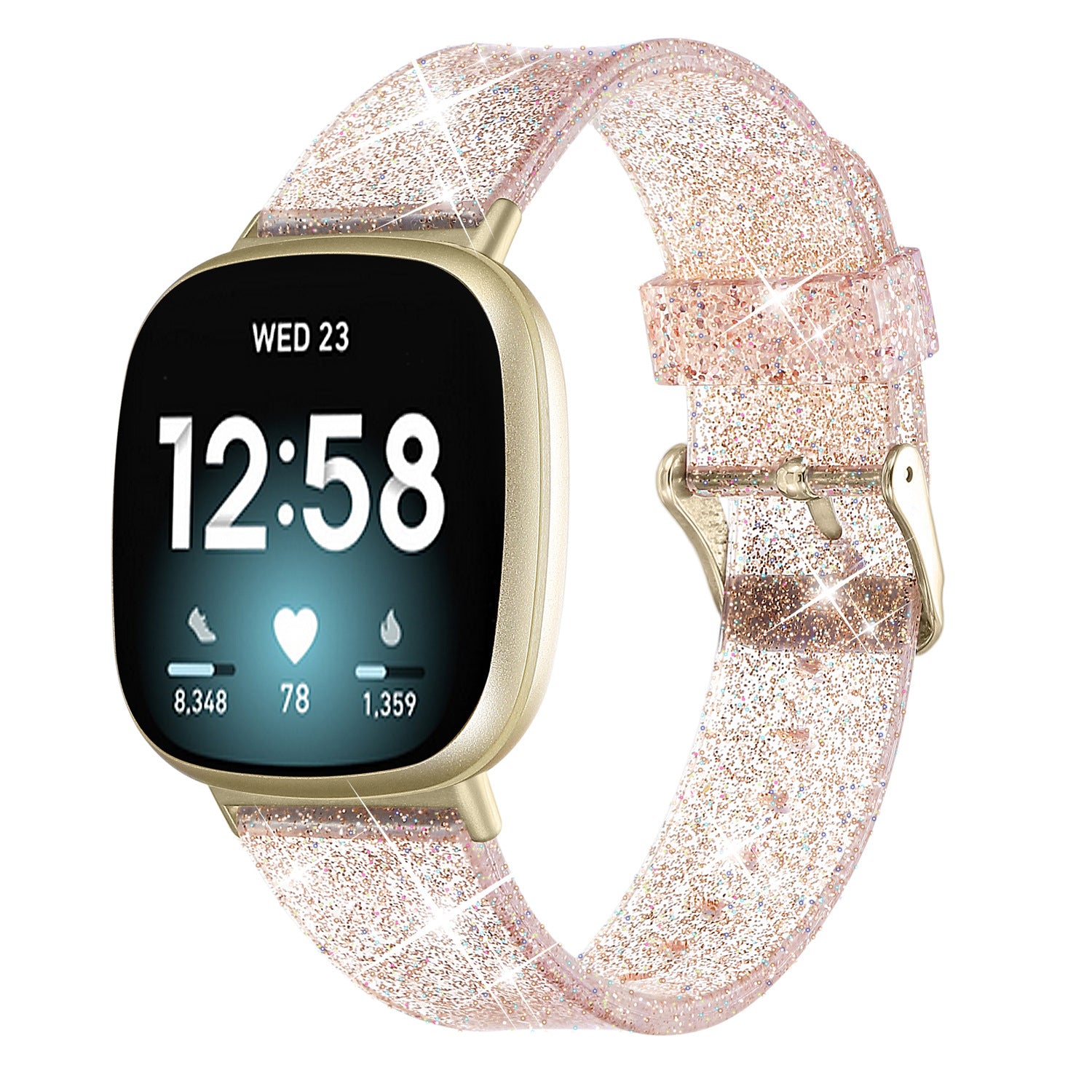 Glittering Powder Design TPU Watch Band Strap Replacement for Fitbit Versa 3 Sense Glittering Powder Design TPU Watch Band Strap Replacement for Fitbit Versa 3 Sense